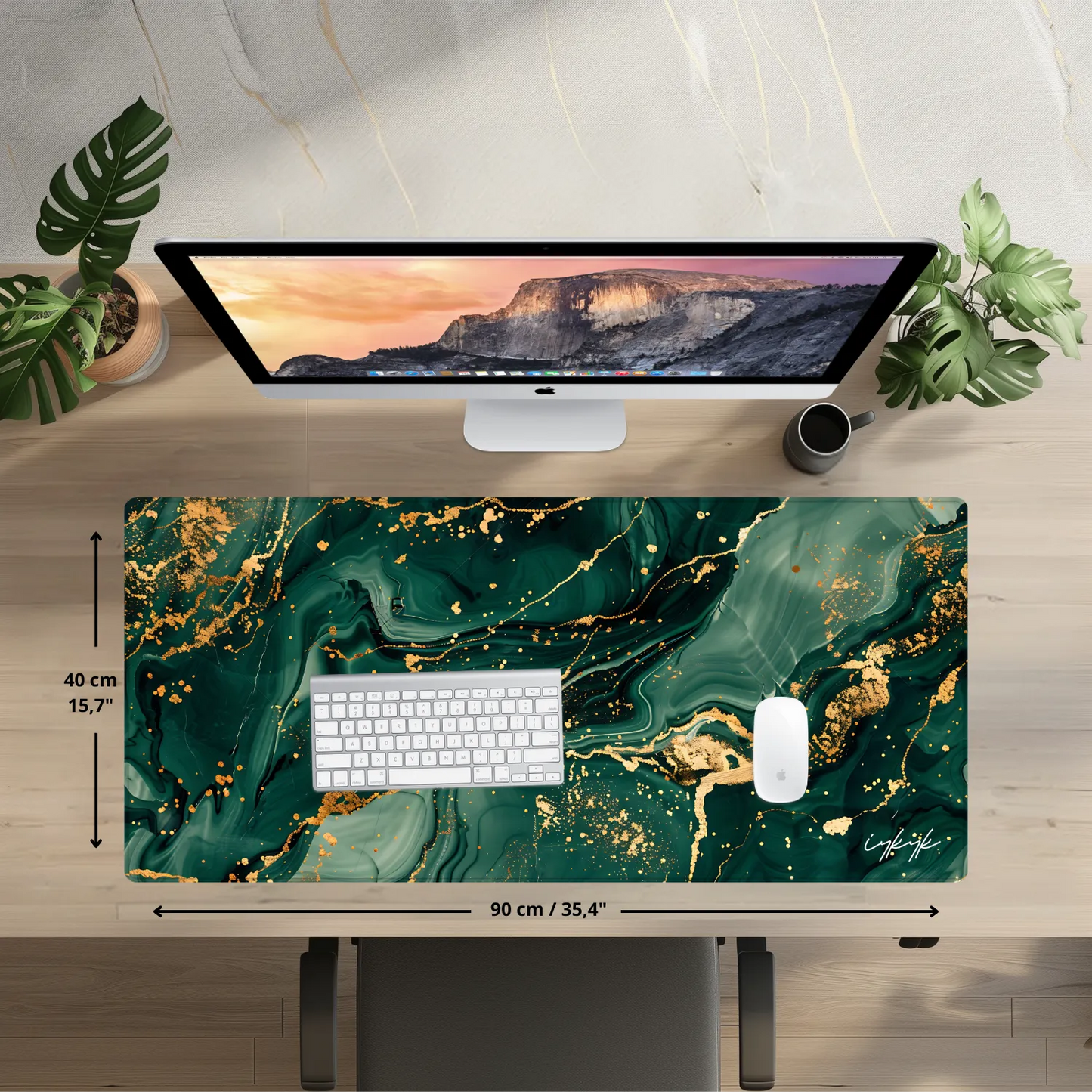 Bureaumat Marble Green Gold
