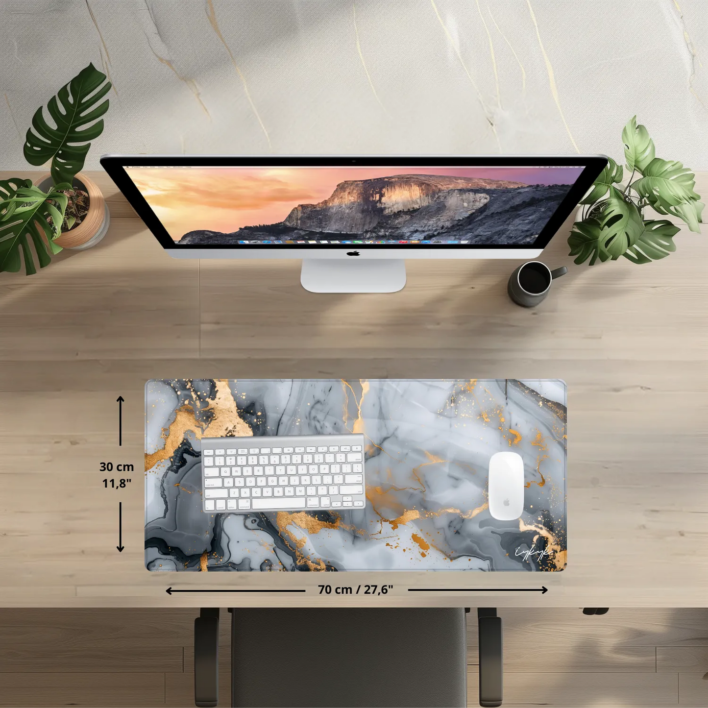 Bureaumat Marble Grey Gold