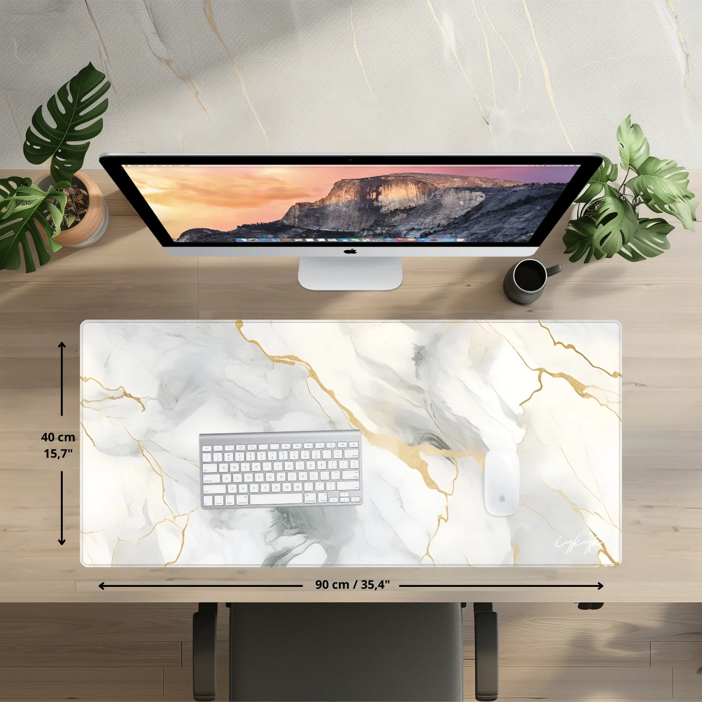 Bureaumat - Marble White Gold Subtle