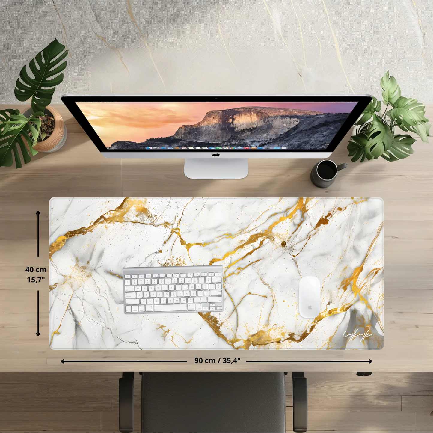 Bureaumat Marble White Gold