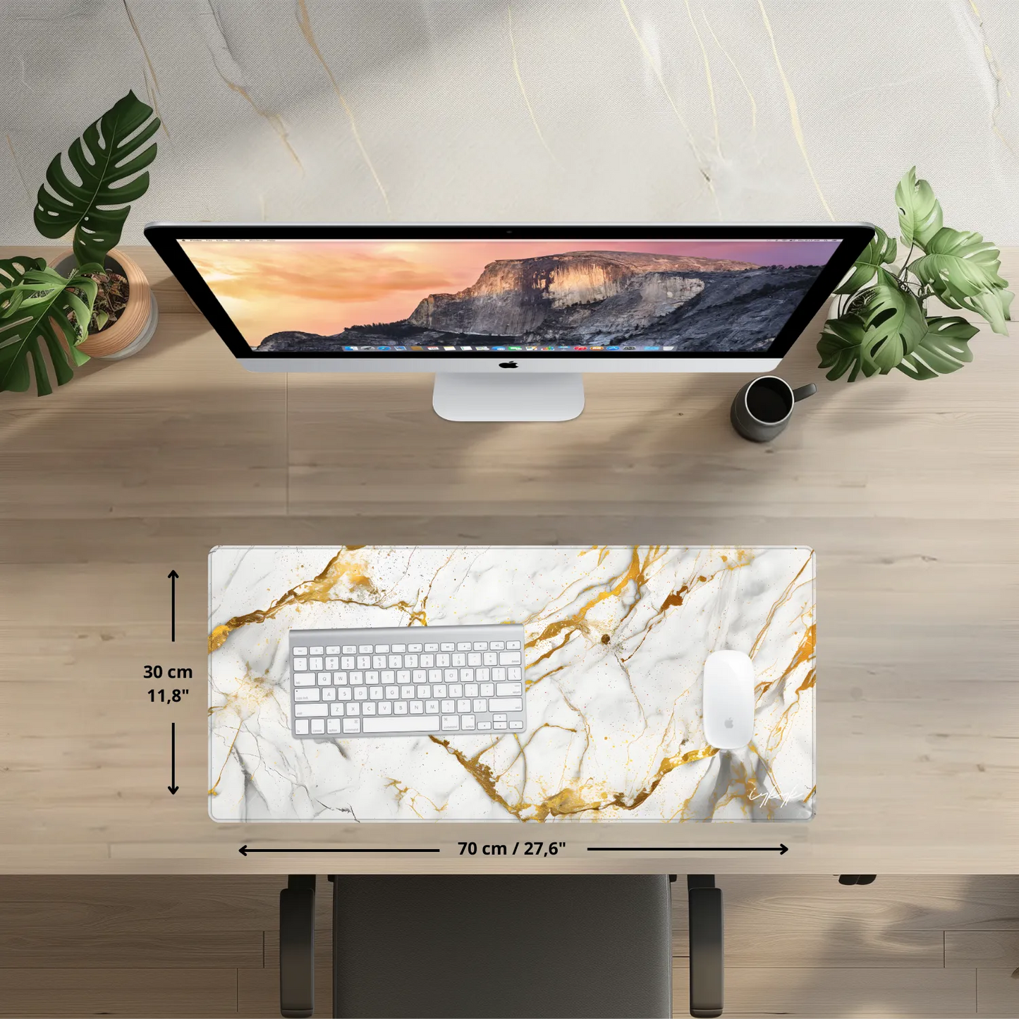Bureaumat Marble White Gold