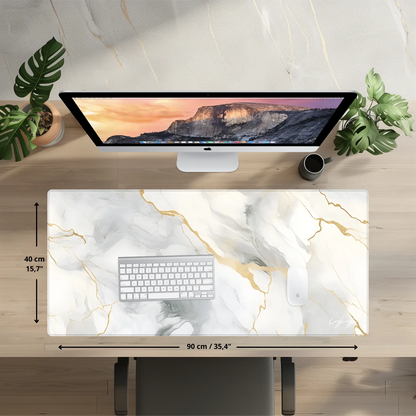 Bureaumat - Marble White Gold Subtle