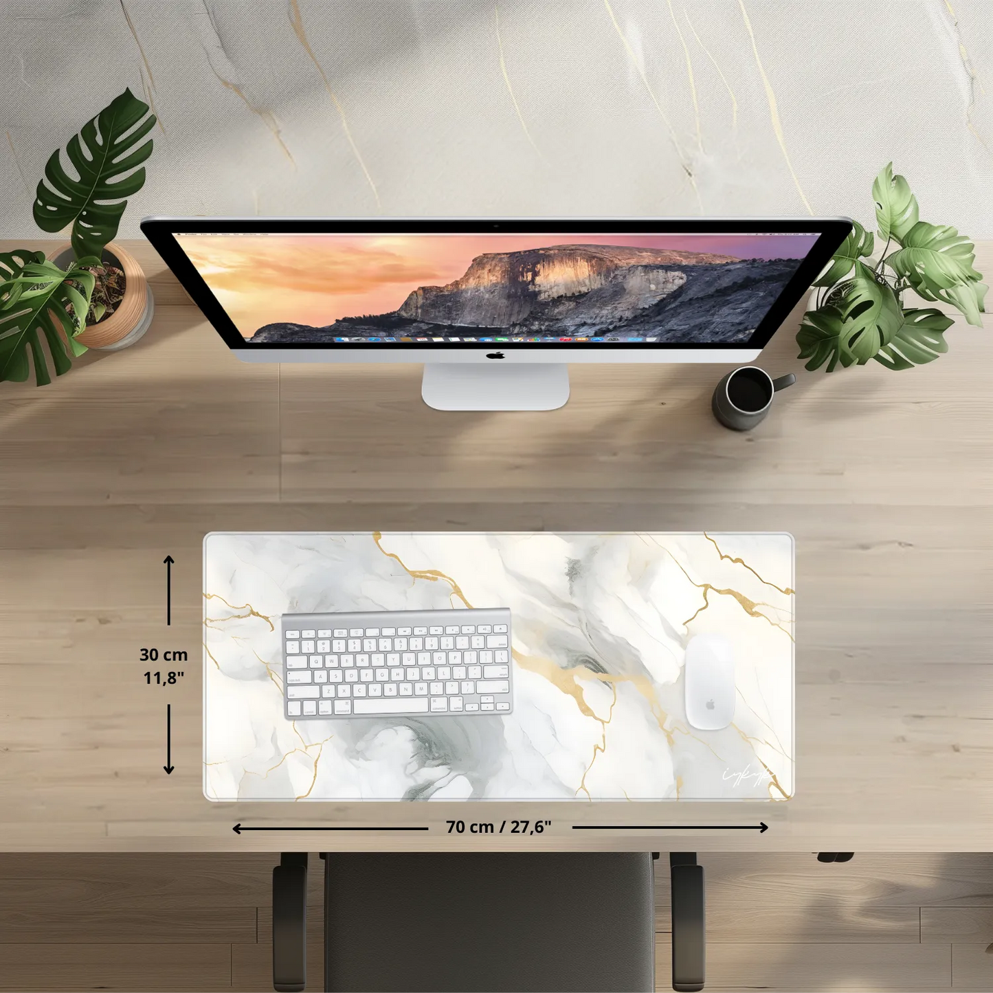 Bureaumat - Marble White Gold Subtle